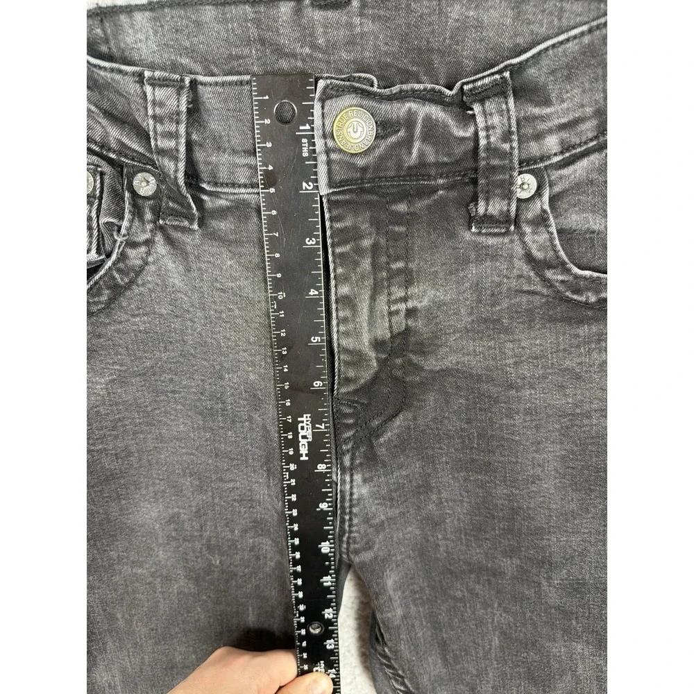 True Religion Ricky Relaxed Straight Jeans Mens 34x28 Black Flap Pocket Denim